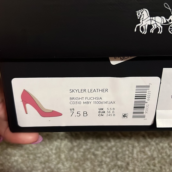 New Coach Skyler Bright Fuchsia Leather Heels - Picture 8 of 9